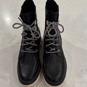 Sorel Black and White Ladies Lace-Up Boots